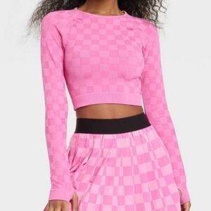 Target JoyLab Pink Long Sleeve Crop Top